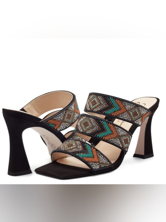 Jessica Simpson Shoes - Jessica Simpson Oani Black Multi-Beaded Strappy Heeled Sandals